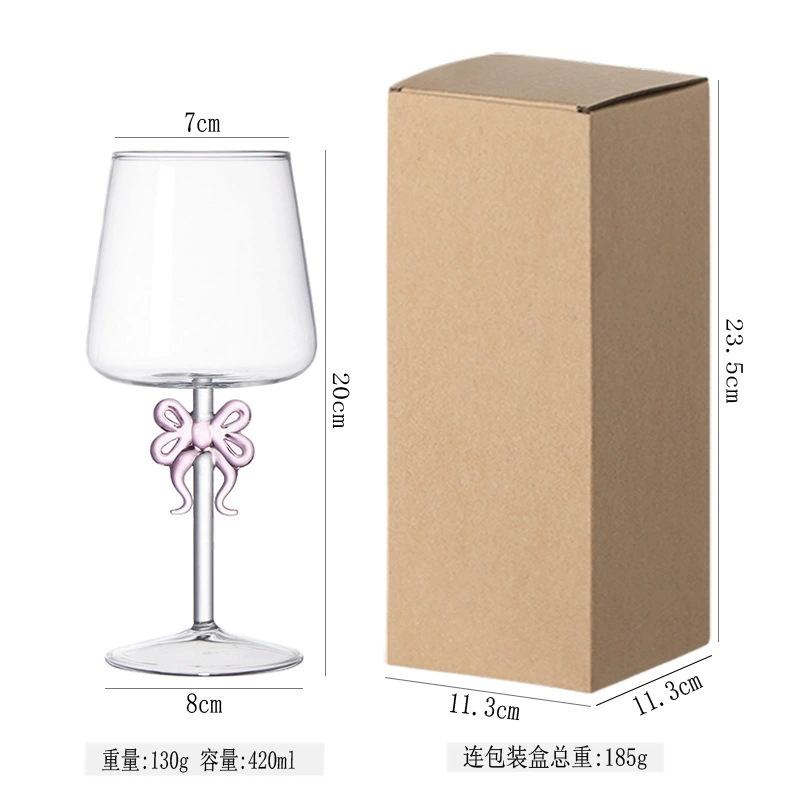 Ly rượu vang đỏ có cuống trang trí hình nơ sáng tạo