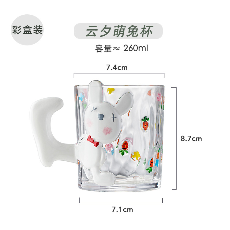 Thỏ dễ thương và bộ phim hoạt hình mèo dễ thương được sơn cốc thủy tinh có giá trị cao
