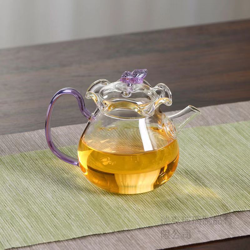 Ấm trà hoa bướm thủy tinh borosilicate cao cấp mới